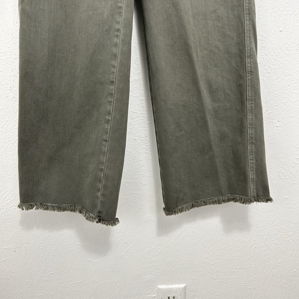 Judy Blue Wide Leg Crop High Waist Tummy Control Jeans Sz 5/27 Olive Green - Picture 4 of 11